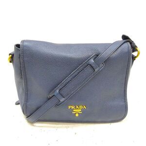 Auth PRADA Baltico Blue Vitello Daino Leather Phenix Crossbody Messenger Bag Ex+